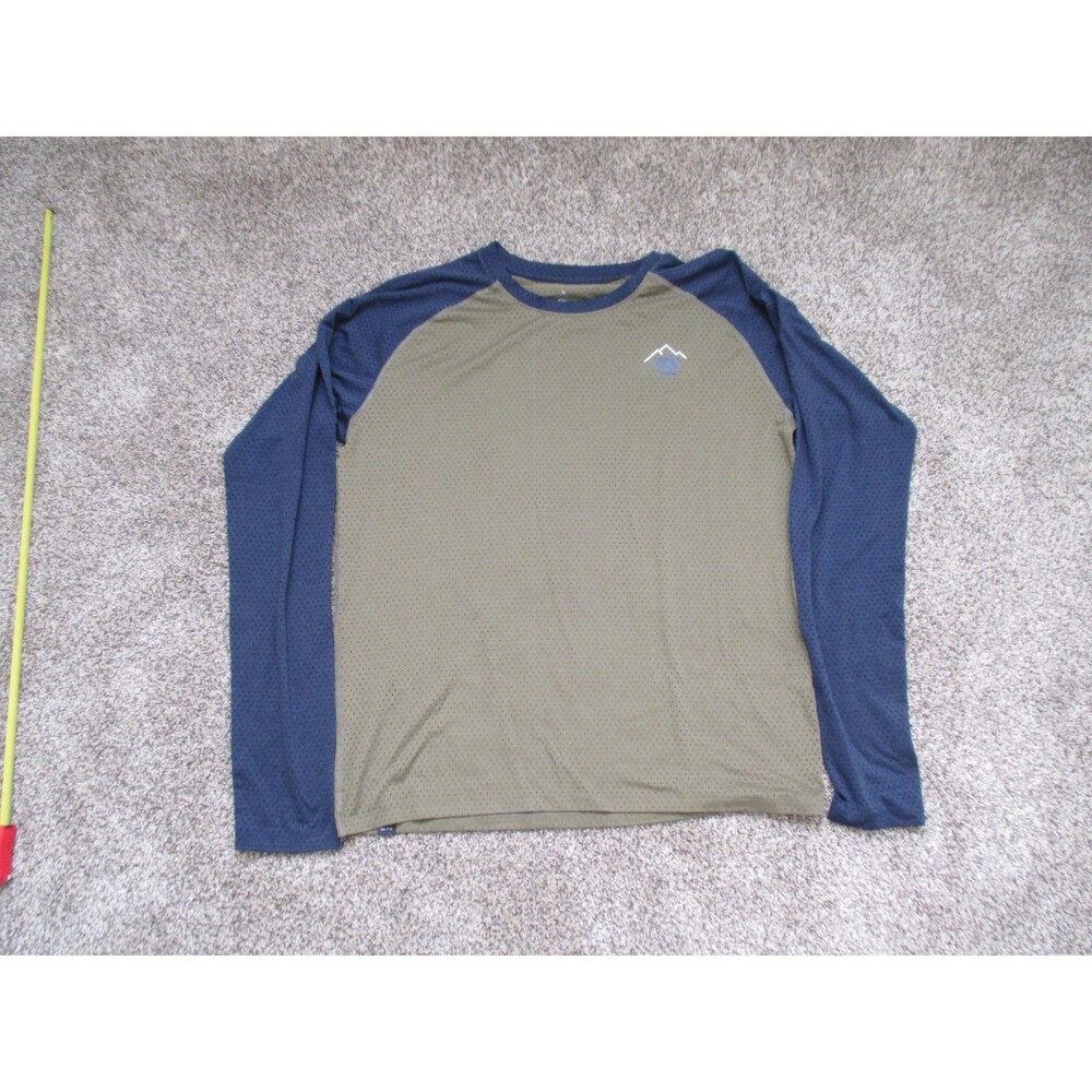 rabbit Trail Tech Running Men's T-Shirt Large- Navy Blue Green longsleeve ez tee